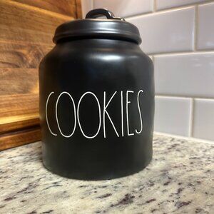 Rae Dunn Cookie Jar -- Black Ceramic Canister